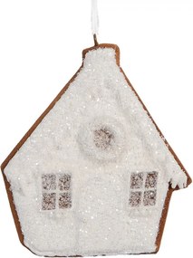 Závesná dekorácia zasnežená perníková chalúpka Frosted Ginger - 9*1*10 cm