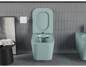 Mexen Teo, závesné WC Rimless s WC doskou slim, duroplast, zelená matná, 30854048