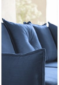 Tmavomodrá menčestrová rozkladacia rohová pohovka (pravý roh/do "U") Lazy Lukka – Miuform