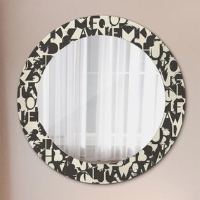 Okrúhle ozdobné zrkadlo Abstraktná typografia fi 60 cm