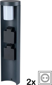 Brilagi - Vonkajšie svietidlo so 2 zásuvkami SCHUKO PILLAR 1xG9/11W/230V IP44 antracit