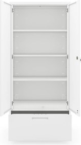 Modulárna kovová multifunkčná skriňa s vysokou zásuvkou biela MEGAN 1950 x 900 x 400 mm