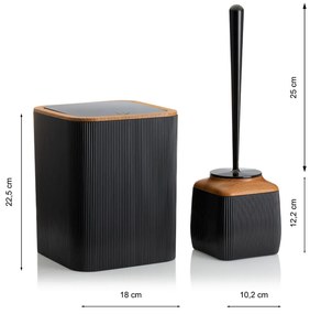 Sada kúpeľňových doplnkov Crystal čierna/s povrchovou úpravou v dekore dreva