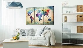 Obraz - Rainbow Map (triptych) Veľkosť: 60x40, Verzia: Premium Print