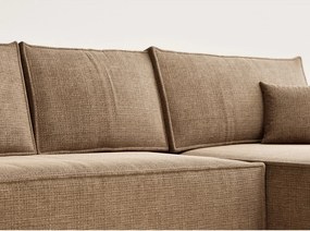 Svetlohnedá ženilková rozkladacia/s úložným priestorom rohová pohovka (pravý roh/s leňoškou) Maze – Maison de Rêve