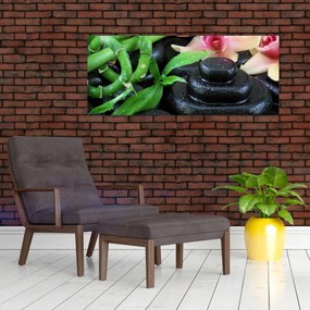 Obraz - Kamene a orchidey (120x50 cm)