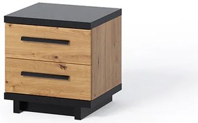 Nočný stolík Indi NS (dub artisan + čierna matná + dub artisan). Akcia -19%. Vlastná spoľahlivá doprava až k Vám domov. 1051740