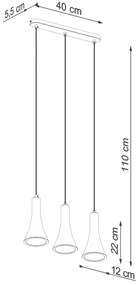 Závesné svietidlo Rea 3l, 3x betónové tienidlo
