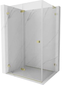 Mexen Lunar-F L, skladací sprchový kút ľavý 80 x 70 cm, 8mm číre sklo, zlatý profil, 836L-080-070-50-00-L