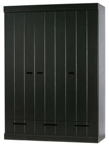 Čierna šatníková skriňa s konštrukciou z borovicového dreva WOOOD Connect, šírka 140 cm