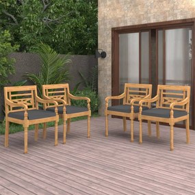 Stoličky Batavia so sedákmi 4 ks masívne teakové drevo 3087057