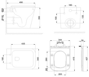 Invena Florina, závesná WC misa so Swirlflush 495x365x370 mm + toaletné sedadlo s pomalým zatváraním, biela, INV-CE-94-001-L