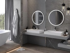 Mexen Gobi, LED okrúhle kúpeľňové zrkadlo s podsvietením 70 cm, 6000K, ochrana proti zahmlievaniu, 9801-070-070-611-00