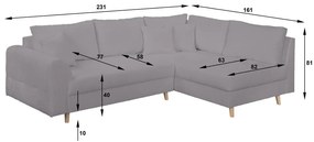 Tmavosivá rohová pohovka z textílie buklé (pravý roh) Ariella – Ropez