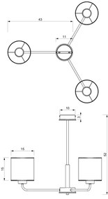 Luster na tyči ATLANTA 3xE27/60W/230V