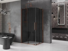 Mexen Velar Duo, sprchový kút s posuvnými dverami 90 x 80 cm, 8mm šedé sklo, ružové zlato, 871-090-080-42-60