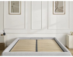 Svetlosivá čalúnená dvojlôžková posteľ s úložným priestorom/bez čela s roštom 180x200 cm Inera – Bobochic Paris