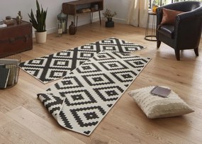 NORTHRUGS - Hanse Home koberce Kusový koberec Twin-Wendeteppiche 103129 schwarz creme – na von aj na doma - 80x150 cm