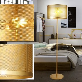 Searchlight EU2832-2GO - Stojacia lampa FISHNET 2xE27/60W/230V zlatá