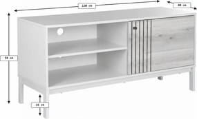 TV stolík FROST 120x40 cm biely, dekor dub alpský
