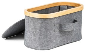 Úložný box G21 30 x 15 x 15 cm, bambusový s vekom, sivý