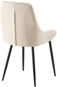 Jedálenská stolička Elmira - zamat, čierny rám - Krémová