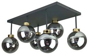 Prisadený luster DEA 6xE14/60W/230V čierna/zlatá/dymová čierna