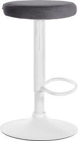 Barová stolička Ponte - zamat, biely rám - Tmavo sivá