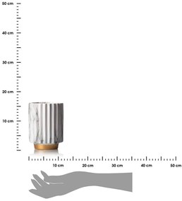 KERAMICKÝ KVETINÁČ BLUM MARBELING GOLD 16X12 CM BIELA/ZLATÁ