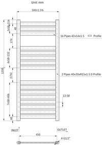 Gamma Artic, vykurovacie teleso 500x1200 mm, 480 W, zlatá matná, GMA-ARCT-12050-GD