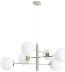 Závesné svietidlo Florence, 6x biele sklenené tienidlo, be/g