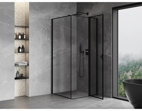 Mexen Mist T, sprchový kút s krídlovými dverami, pravý, 110 x 110 cm, 8mm číre sklo, čierny profil, 8A4T-110-110-70-70-P