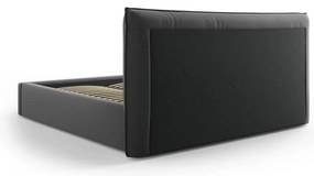 Tmavosivá čalúnená dvojlôžková posteľ s úložným priestorom a roštom 180x200 cm Elio – Milo Casa