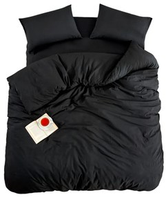 Čierne obliečky na dvojlôžko/predĺžené s plachtou/4-dielne 200x220 cm Classic – Mila Home