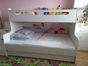 Poschodová posteľ s prístelkou MAX 3 rozšírená 200x120 biela - biela