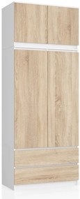 Skriňa s nadstavcom S 90 cm 2D 2SZ CLP biela / sonoma