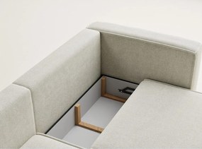 Krémovobiela ženilková rozkladacia/s úložným priestorom rohová pohovka (ľavý roh/s leňoškou) Velto – Maison de Rêve