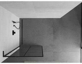 Mexen Kioto L, sprchová zástena Walk-In 70 x 200 cm, 8mm číre sklo čierny vzor, čierny profil, 800-070-103-70-77