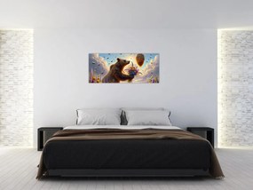 Obraz - Medveď a včielky (120x50 cm)