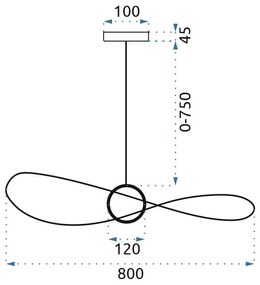 Stropné svietidlo LED Aza 80 cm čierne