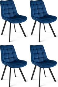 Jedálenská stolička SORIA VELVET s čiernymi nohami, modrá
