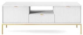 TV STOLÍK VIGGO BIELY + ZLATÝ PODSTAVEC 154 cm