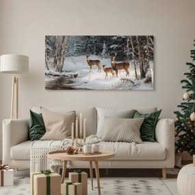 Obraz jeleňová rodina v zime