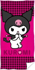 Bavlnená plážová osuška Kuromi – motív Malý diablik - 100% bavlna - 70 x 140 cm