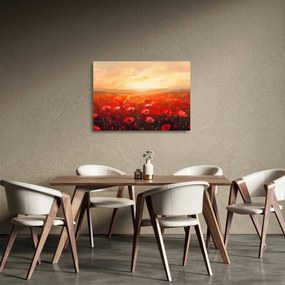 Sklenený obraz - Pole vlčích makov (70x50 cm)