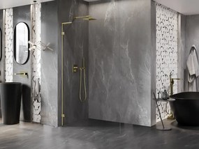 Mexen, Mexen Lunar L sprchová stena ľavá 100 x 200 cm, priehľadná 8 mm, zlatá - 830L-100-000-50-00-L