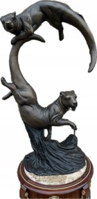 Odpočívajúce Leopardy Bronzová socha Veľké