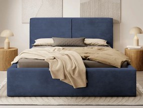 Posteľ Inez 180x200 cm, námornicka modrá šrukturovaná látka