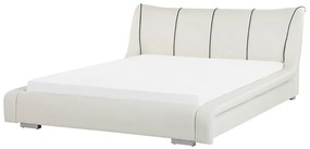Biela kožená posteľ 180 x 200 cm NANTES Beliani