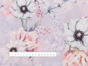 Biante Dekoračný záves PML-068 Ružové kvety na sivofialovom 145x220 cm